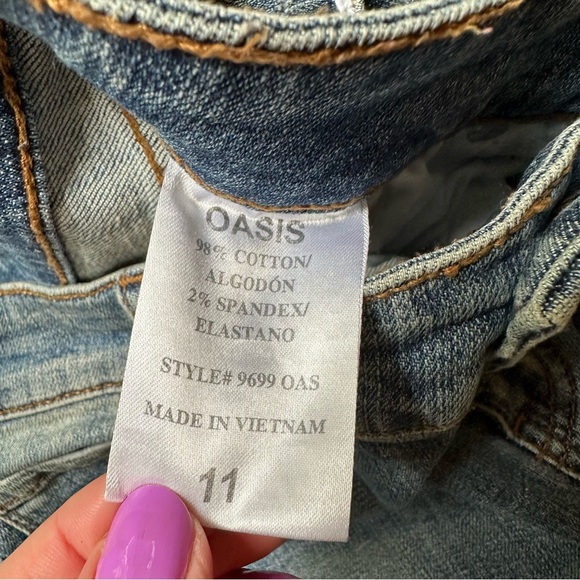 Oasis by Eunina Mid Rise Distressed Skinny Jeans Ripped Denim Junior's Size 11 - Picture 6 of 7
